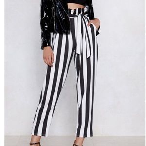 NWT Nasty Gal Paperbag Pants High Waist Striped